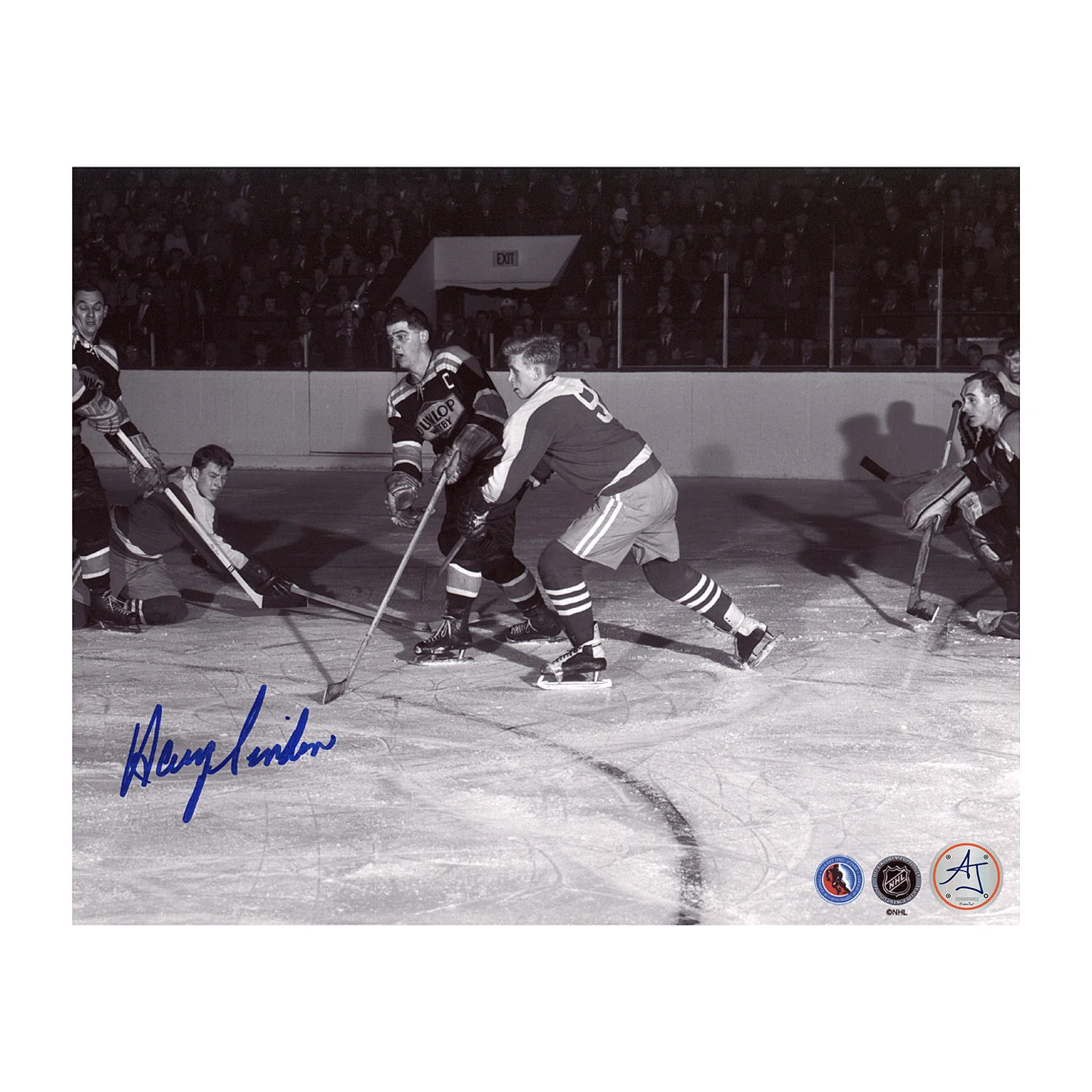 Harry Sinden Signed Team Canada Whitby Dunlops Game Action 8x10 Photo