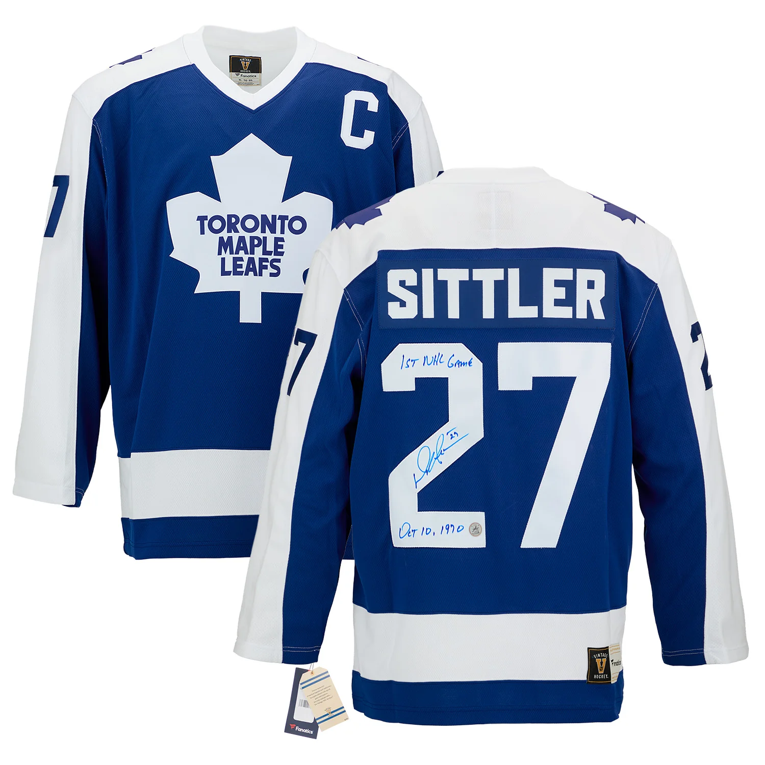 Darryl Sittler Signed & Dated 1st Game Toronto Maple Leafs Throwback Jersey - Image 3