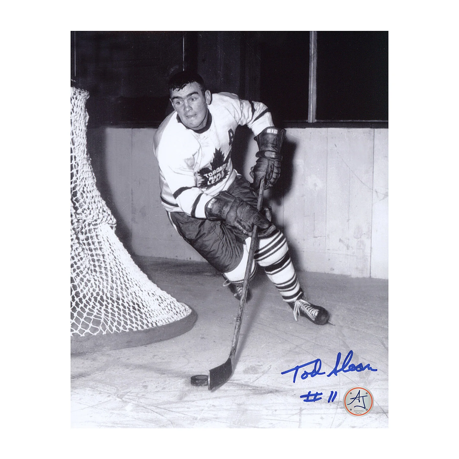 Tod Sloan Autographed Toronto Maple Leafs Black & White 8x10 Photo
