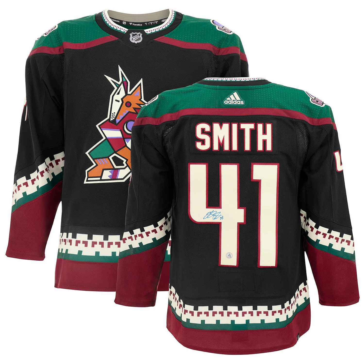 Mike Smith Autographed Arizona Coyotes Black Kachina adidas Jersey - Image 3