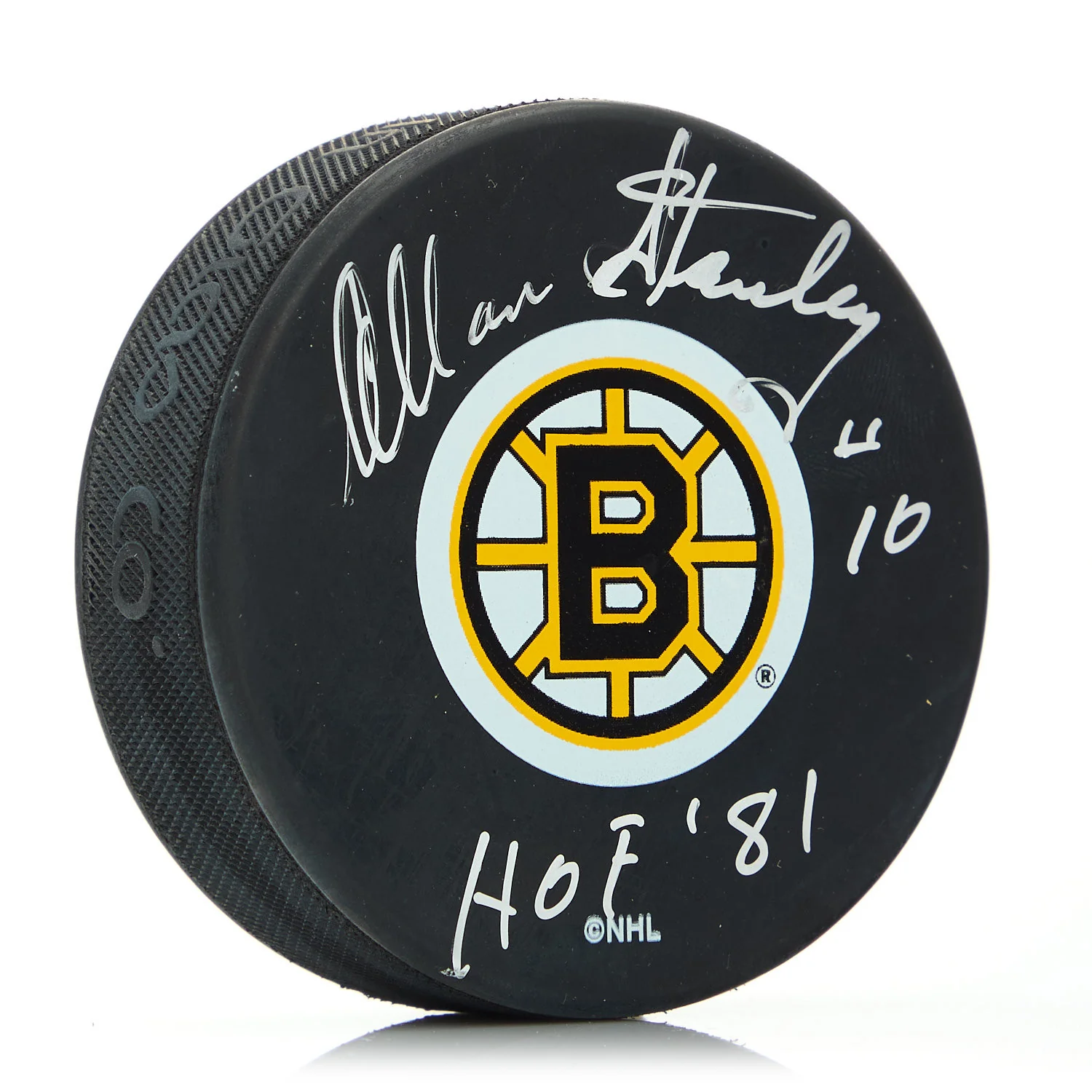 Allan Stanley Signed Boston Bruins Hockey Puck with HOF Note
