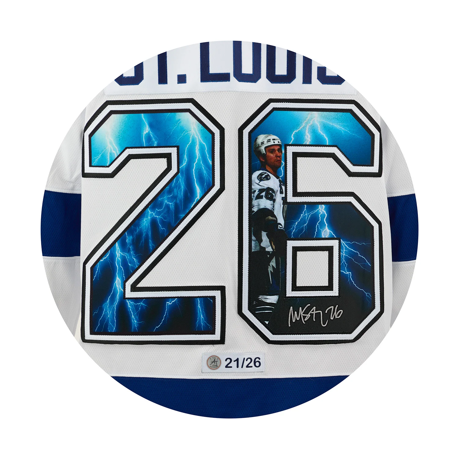 Martin St Louis Signed Tampa Bay Lightning Storm Art Jersey #21/26 - Image 3