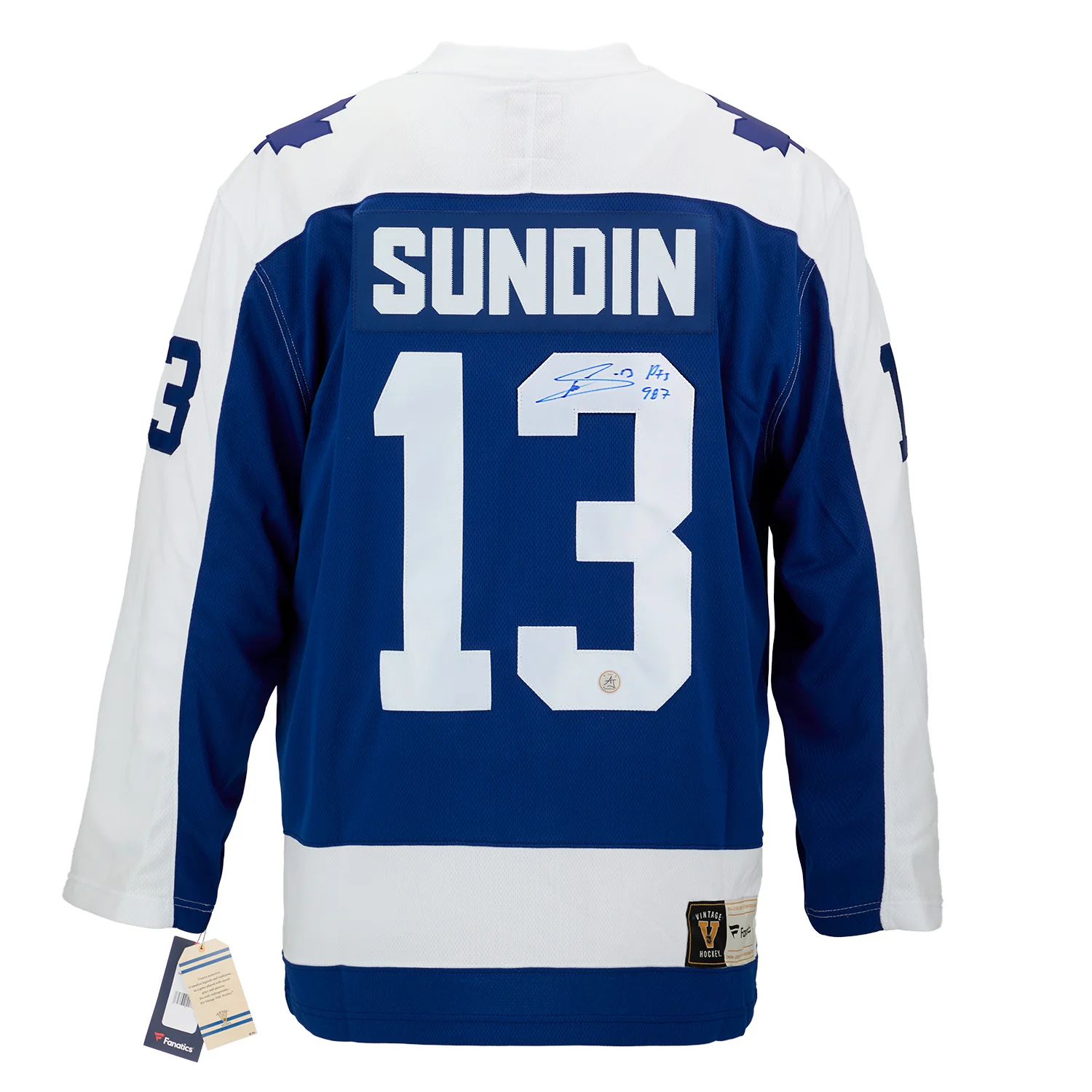 Mats Sundin Signed & Inscribed Toronto Maple Leafs Fanatics Throwback Jersey
