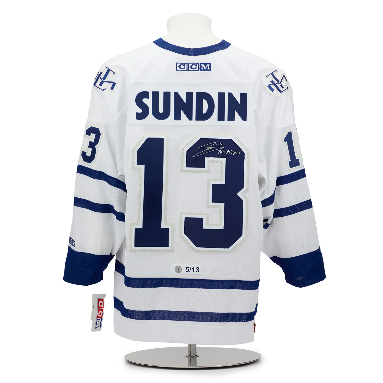 Mats Sundin Toronto Maple Leafs Signed & Inscribed Vintage CCM Jersey 5/13