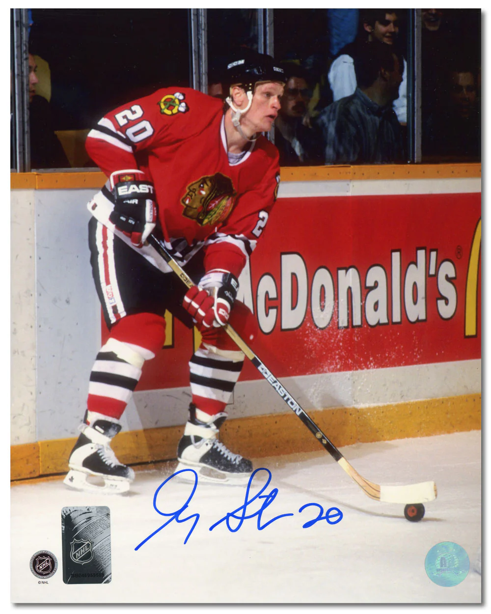 Gary Suter Autographed Chicago Blackhawks Stickhandling 8x10 Photo