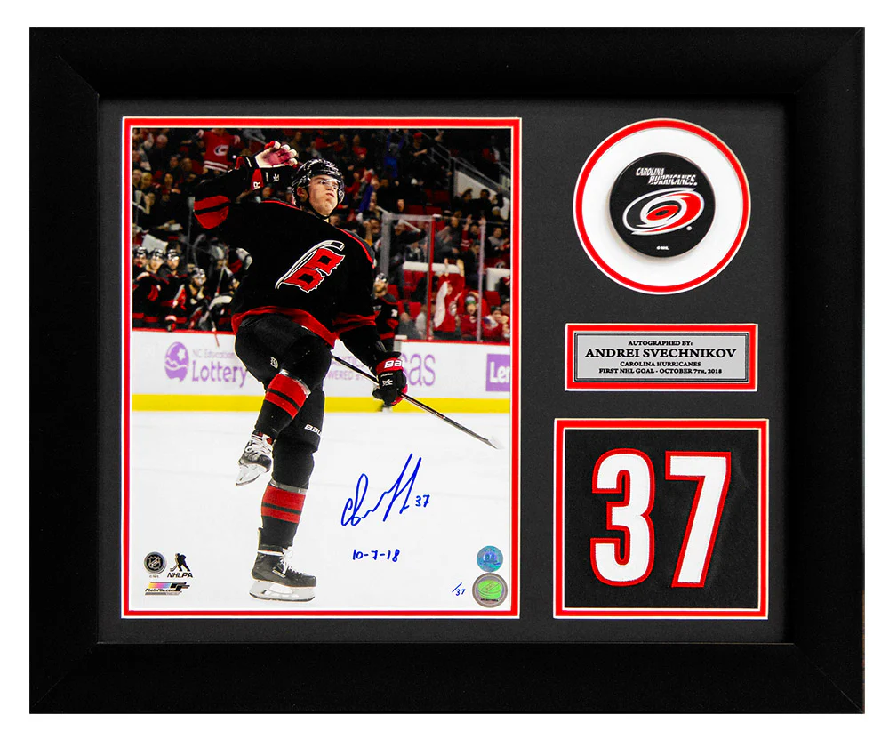 Andrei Svechnikov Carolina Hurricanes Signed & Dated 1st Goal 20x24 Frame