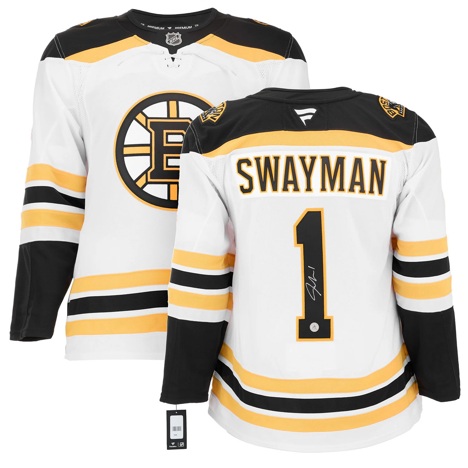 Jeremy Swayman Signed Boston Bruins White Fanatics Premium Jersey - Image 3