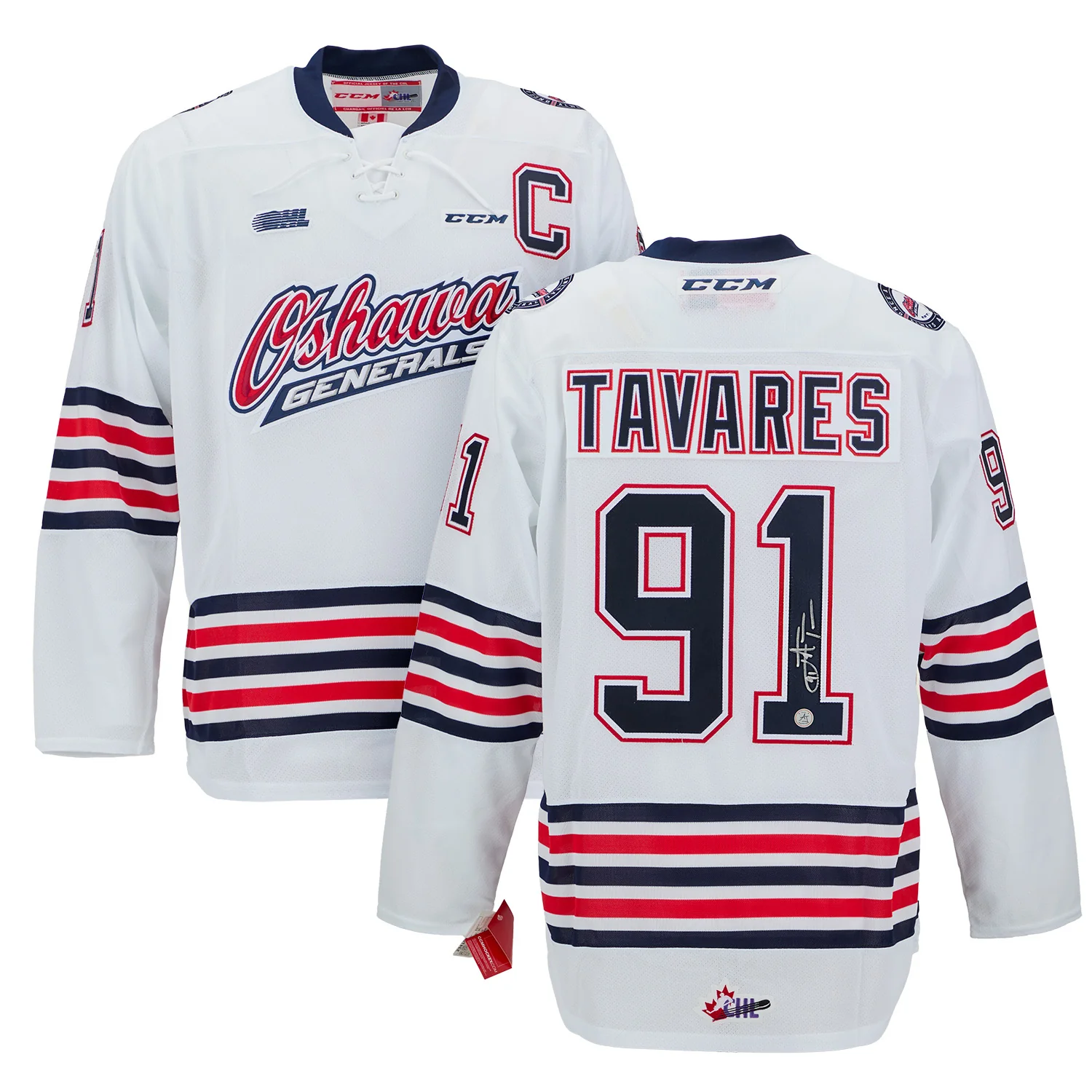 John Tavares Oshawa Generals Signed White CHL Hockey Jersey - Image 3