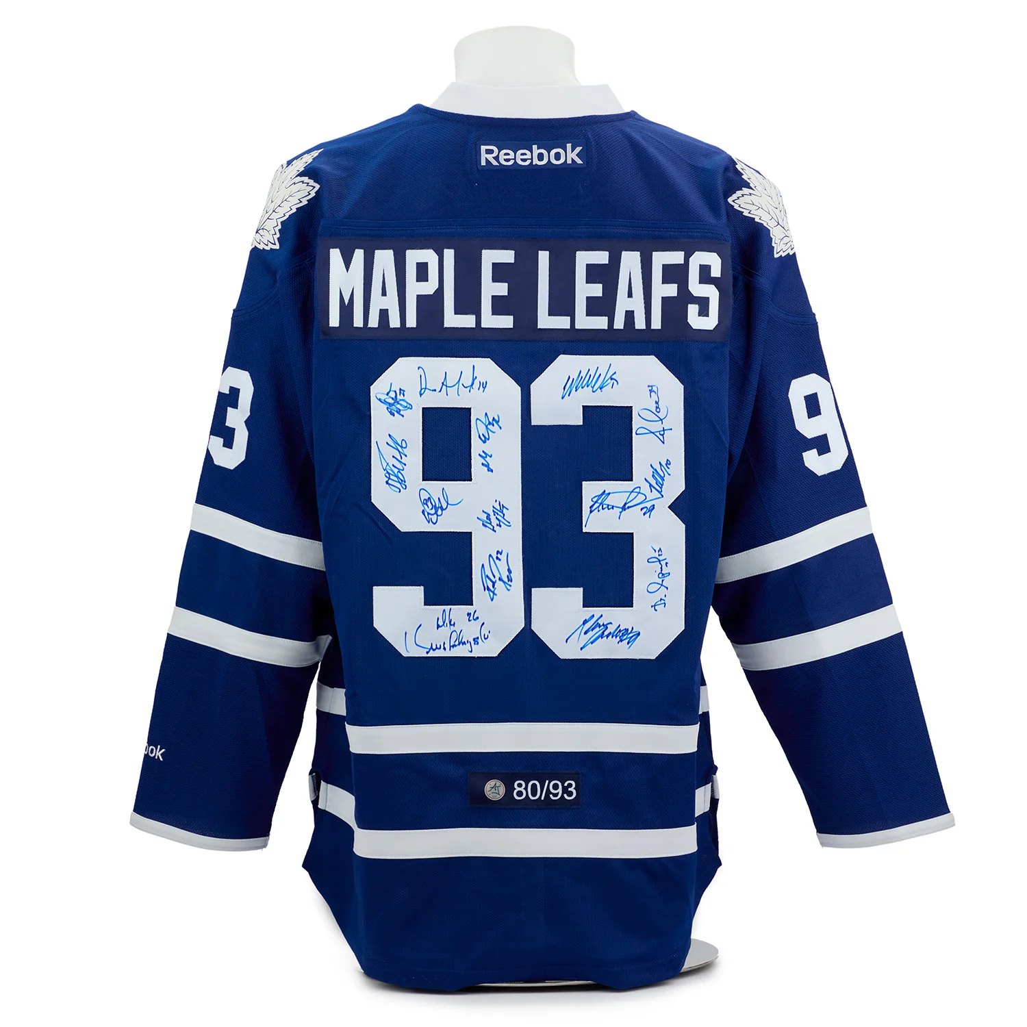 Toronto Maple Leafs 14 Player Team Signed 1993 Playoffs Reebok Jersey #80/93
