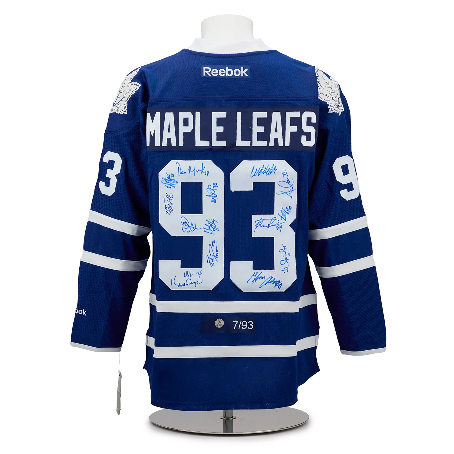 Toronto Maple Leafs 14 Player Team Signed 1993 Playoffs Reebok Jersey #7/93