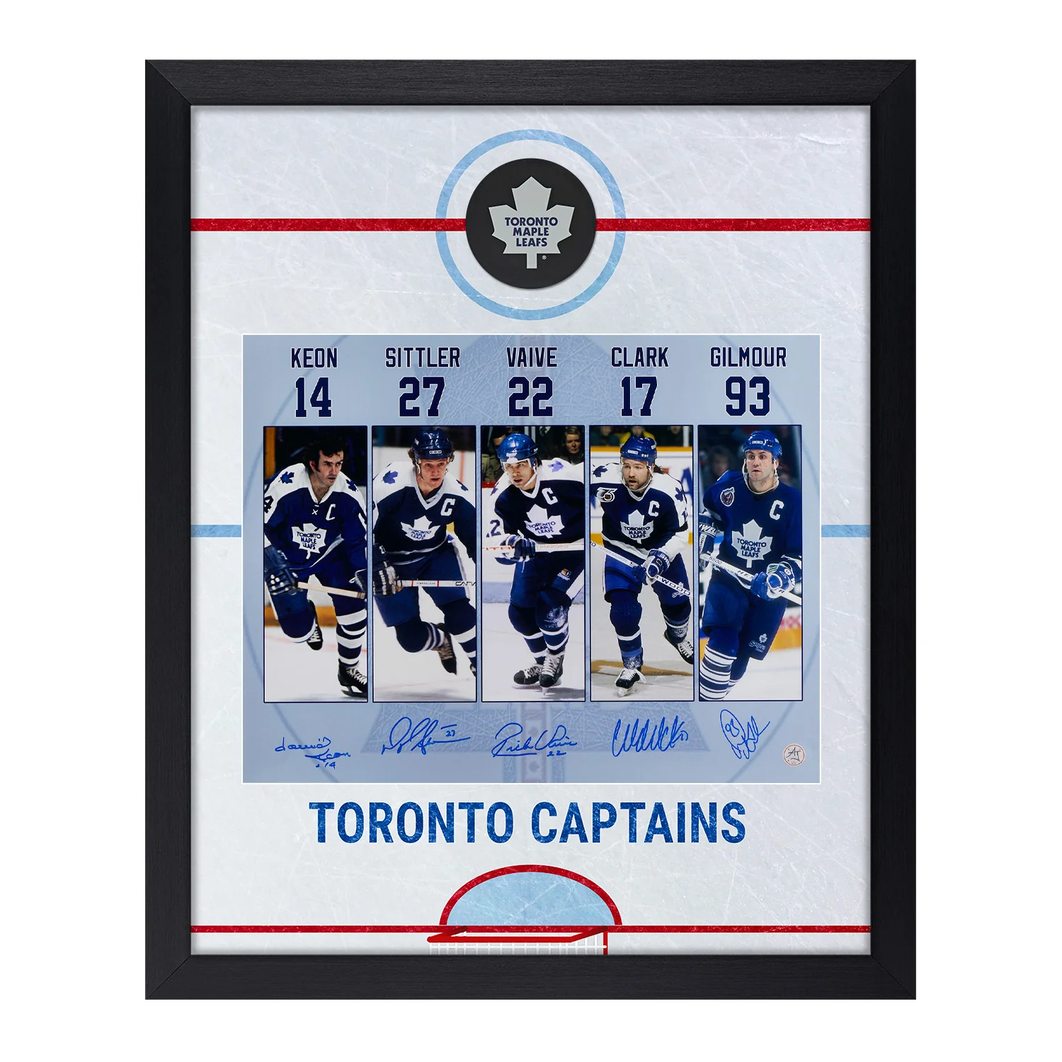 Toronto Maple Leafs Captains Signed Graphic Rink 26x32 Frame