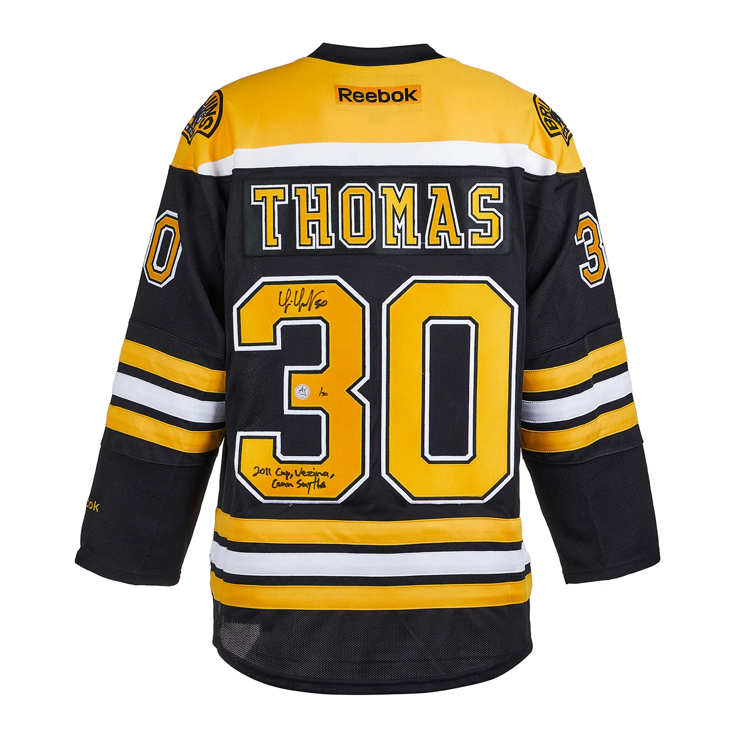 Tim Thomas Boston Bruins Signed & Inscribed 2011 Stanley Cup Reebok Jersey #/30