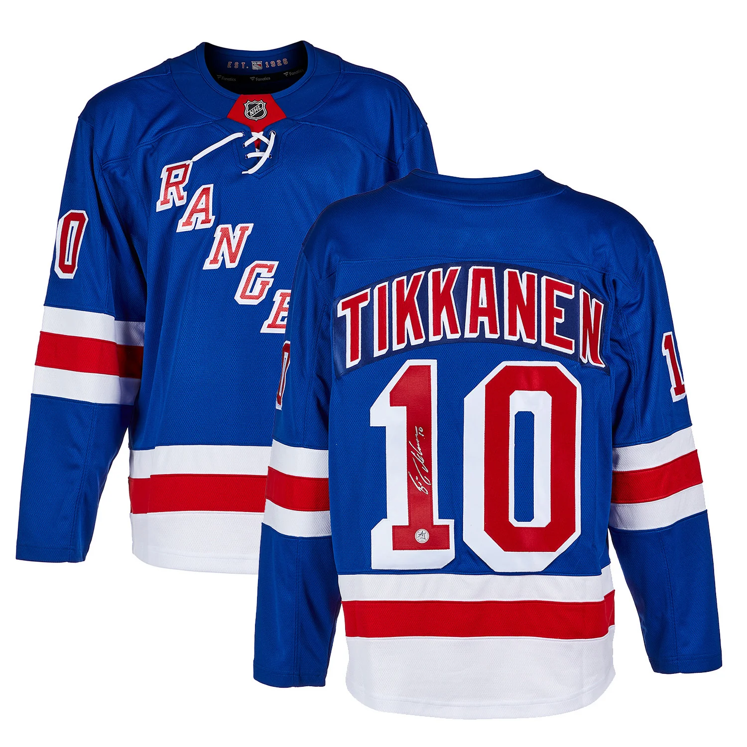 Esa Tikkanen Autographed New York Rangers Blue Fanatics Breakaway Jersey - Image 3