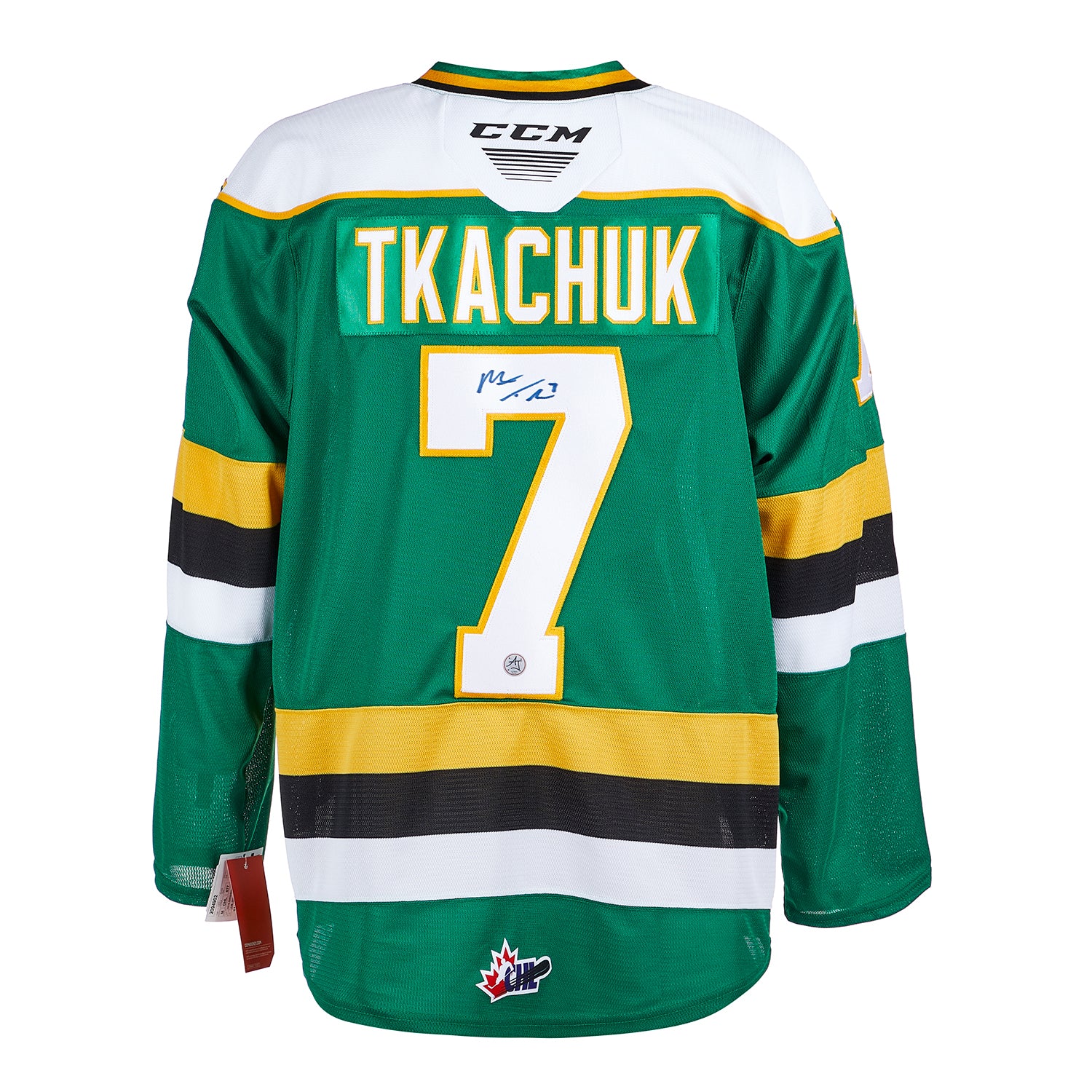 Matthew Tkachuk Signed London Knights Green CCM Jersey