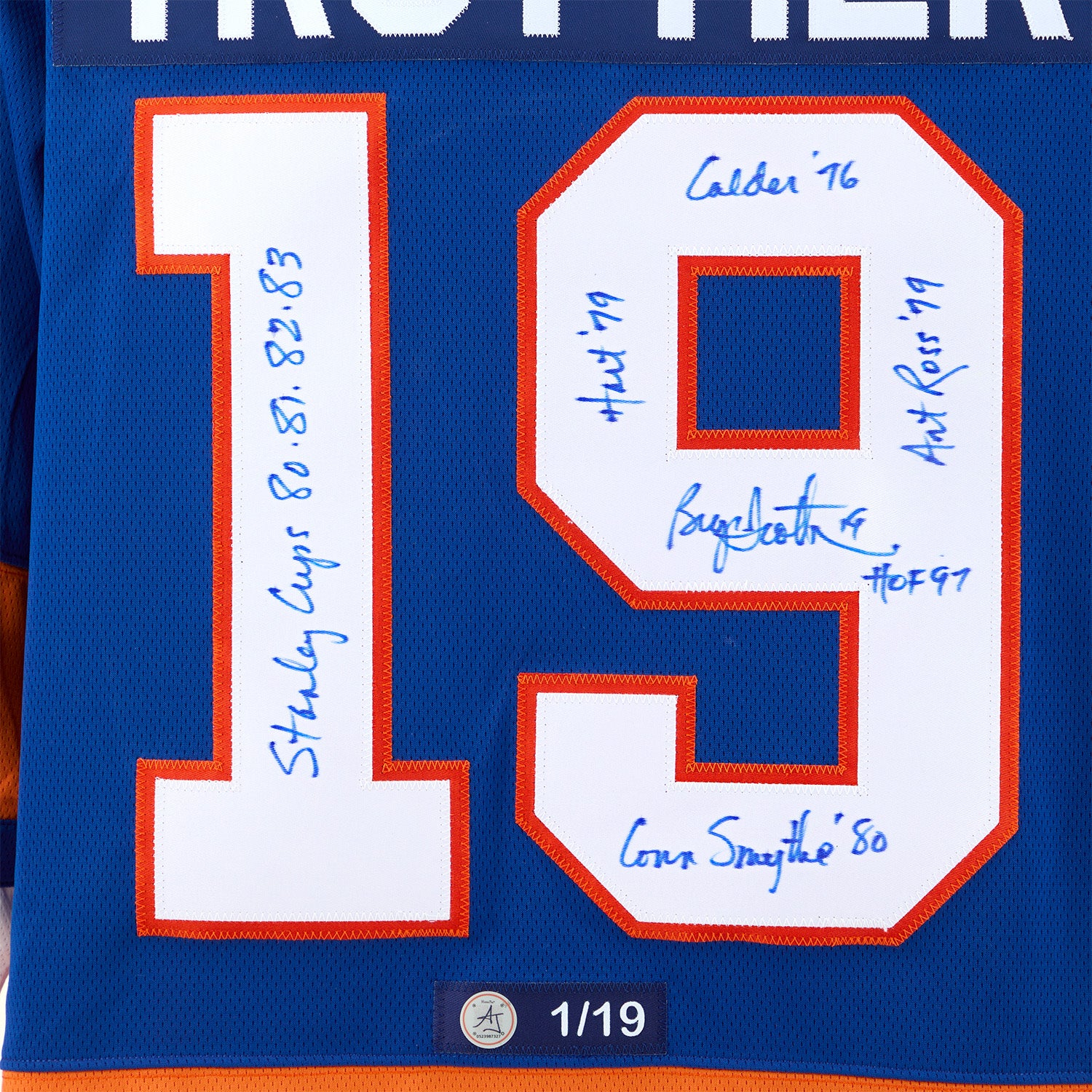 Bryan Trottier Signed & Inscribed New York Islanders Fanatics Stats Jersey #1/19 - Image 3