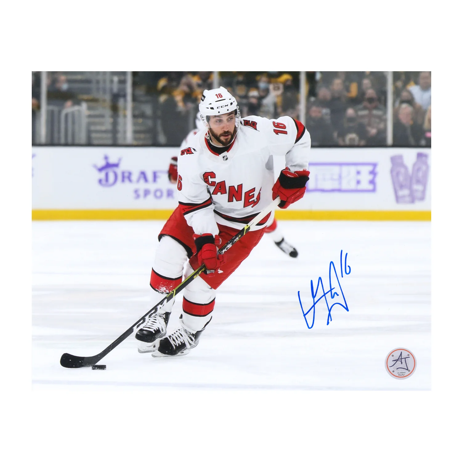 Vincent Trocheck Signed Carolina Hurricanes Puck Rush 8x10 Photo