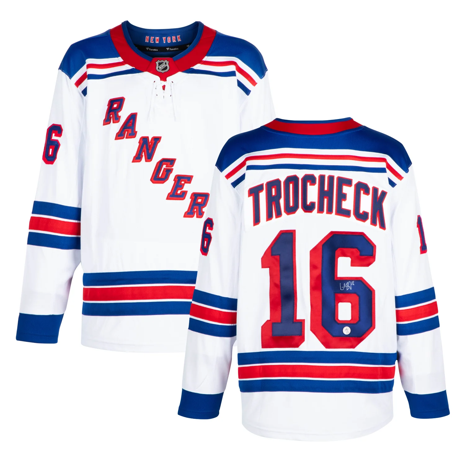 Vincent Trocheck Signed New York Rangers White Fanatics Breakaway Jersey - Image 3