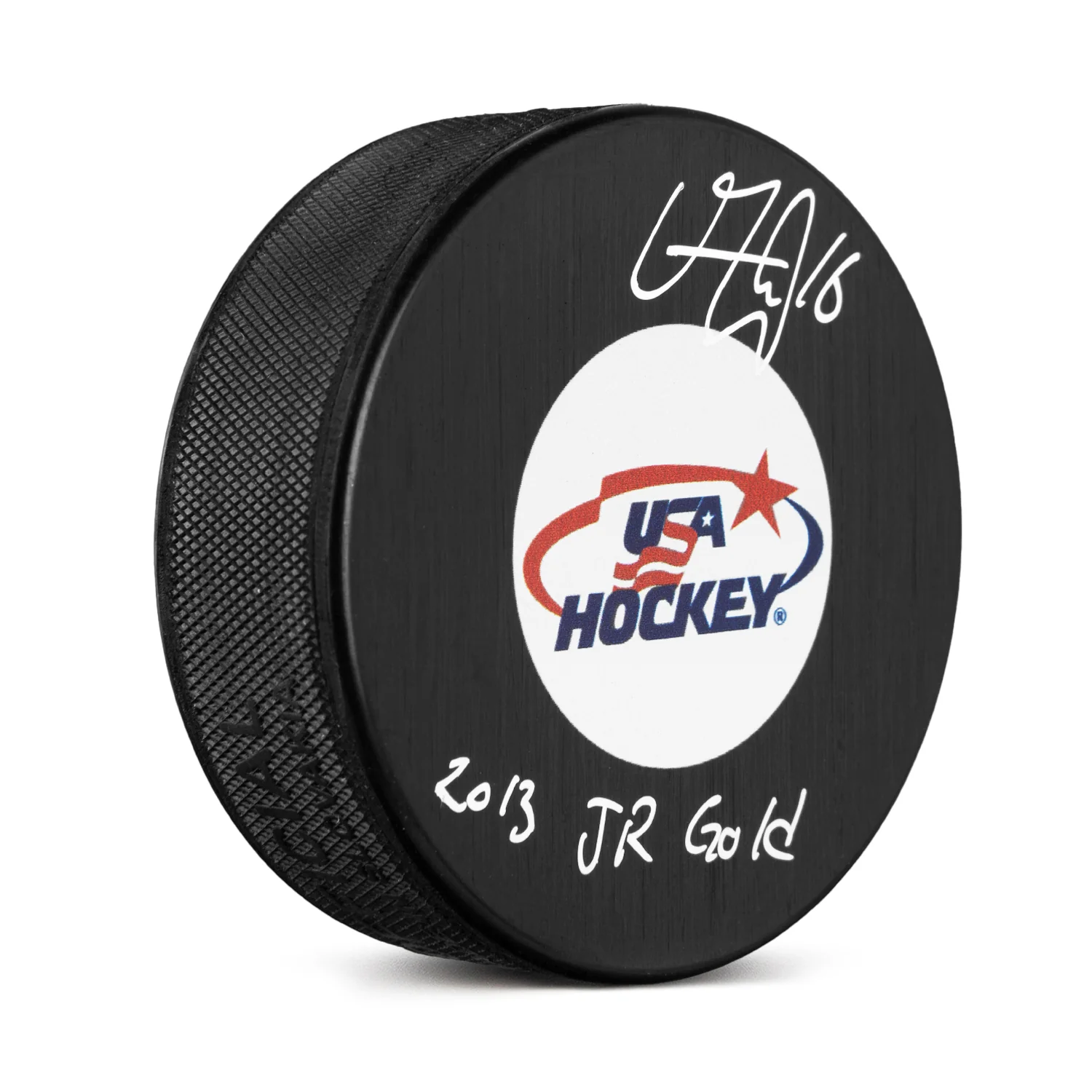 Vincent Trocheck Signed Team USA Hockey Puck with 2013 Jr Gold Note