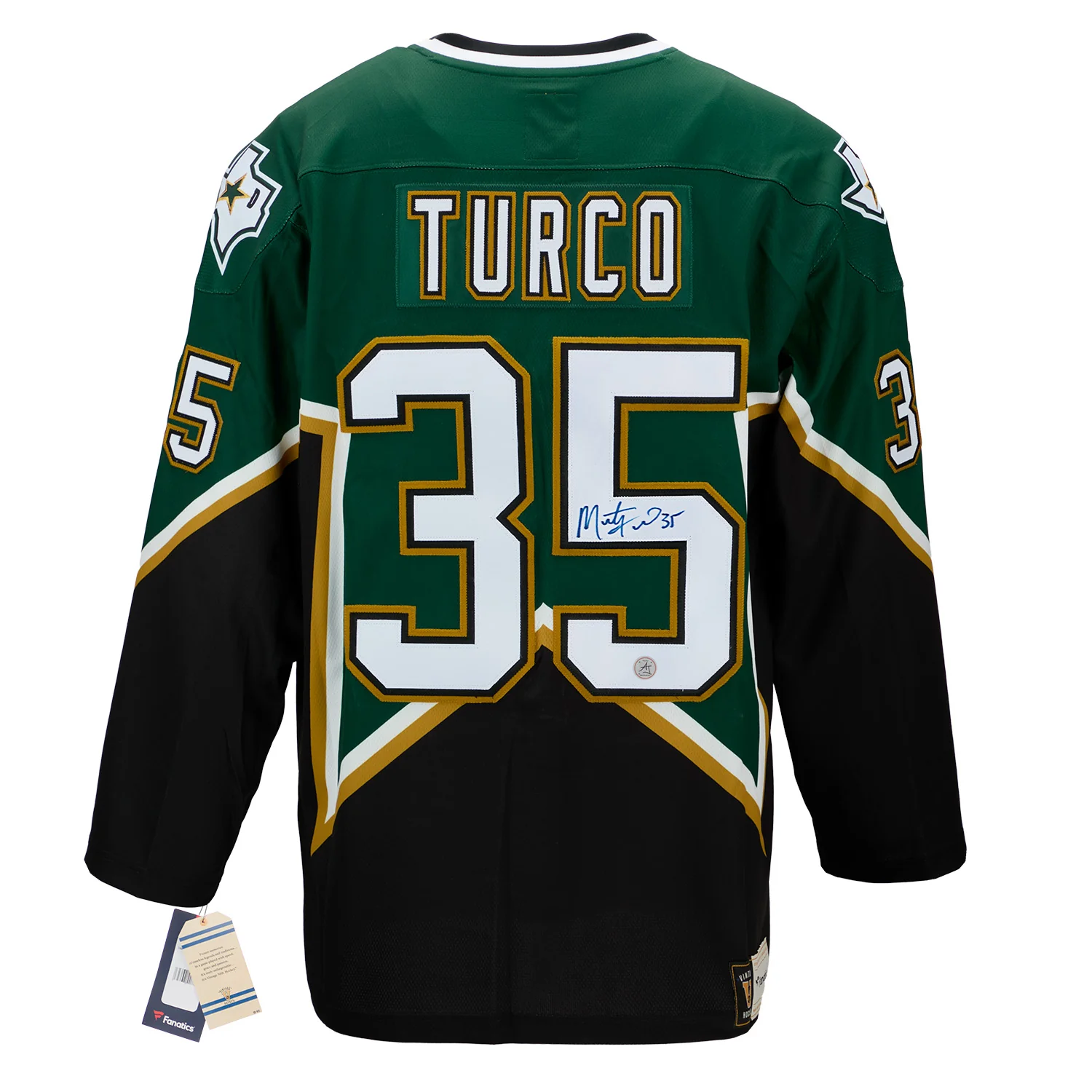 Marty Turco Autographed Dallas Stars Fanatics Throwback Jersey