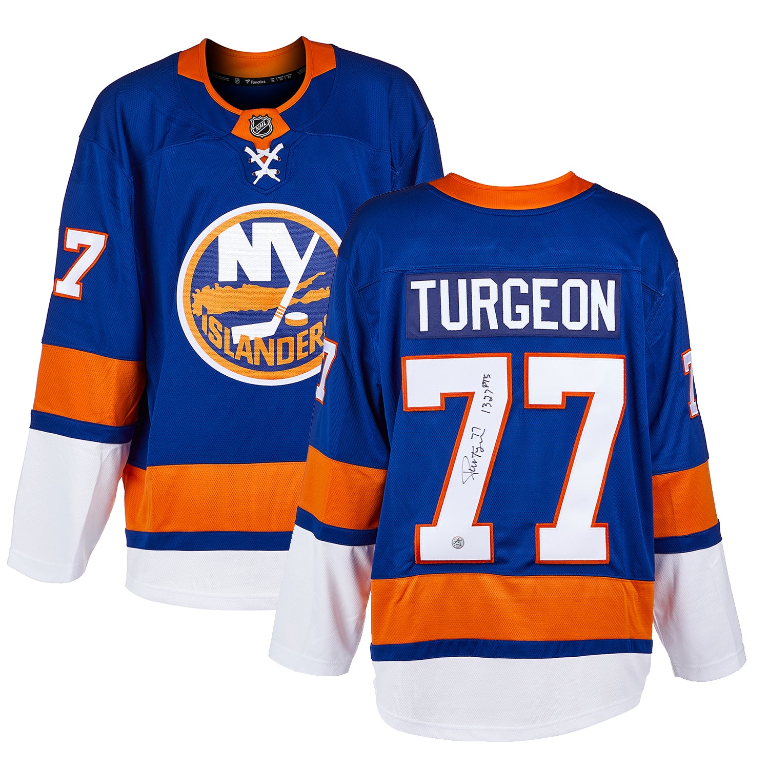 Pierre Turgeon Signed New York Islanders Fanatics Jersey with Career Points Note - Image 2