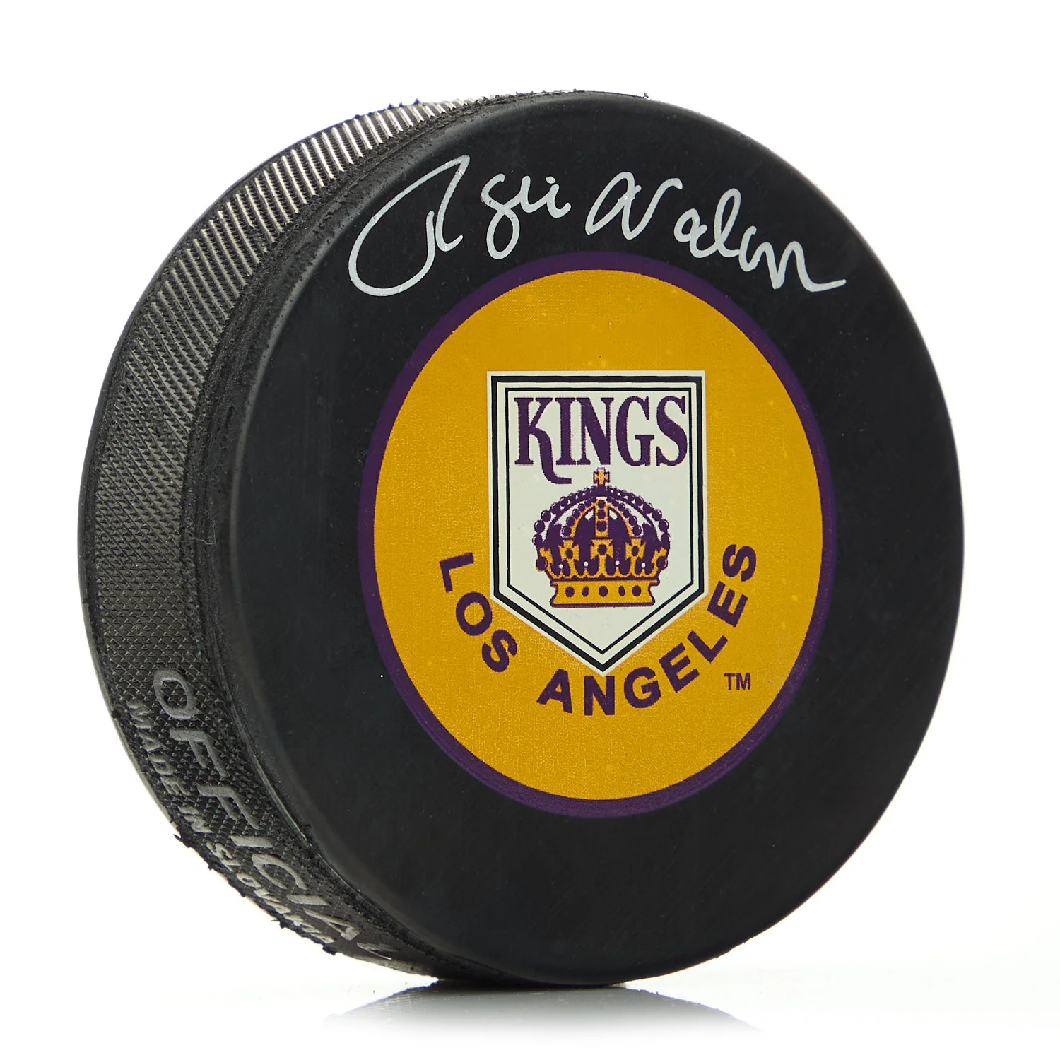 Rogie Vachon Los Angeles Kings Signed Vintage Logo Hockey Puck