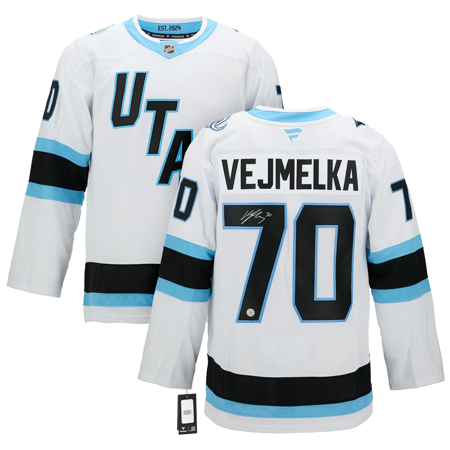Karel Vejmelka Signed Utah Mammoth White Fanatics Premium Jersey - Image 3