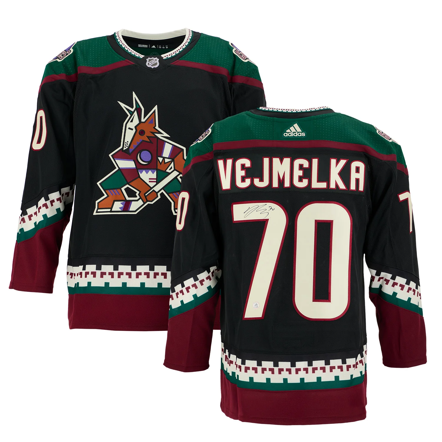 Karel Vejmelka Signed Arizona Coyotes Black Kachina adidas Jersey - Image 3