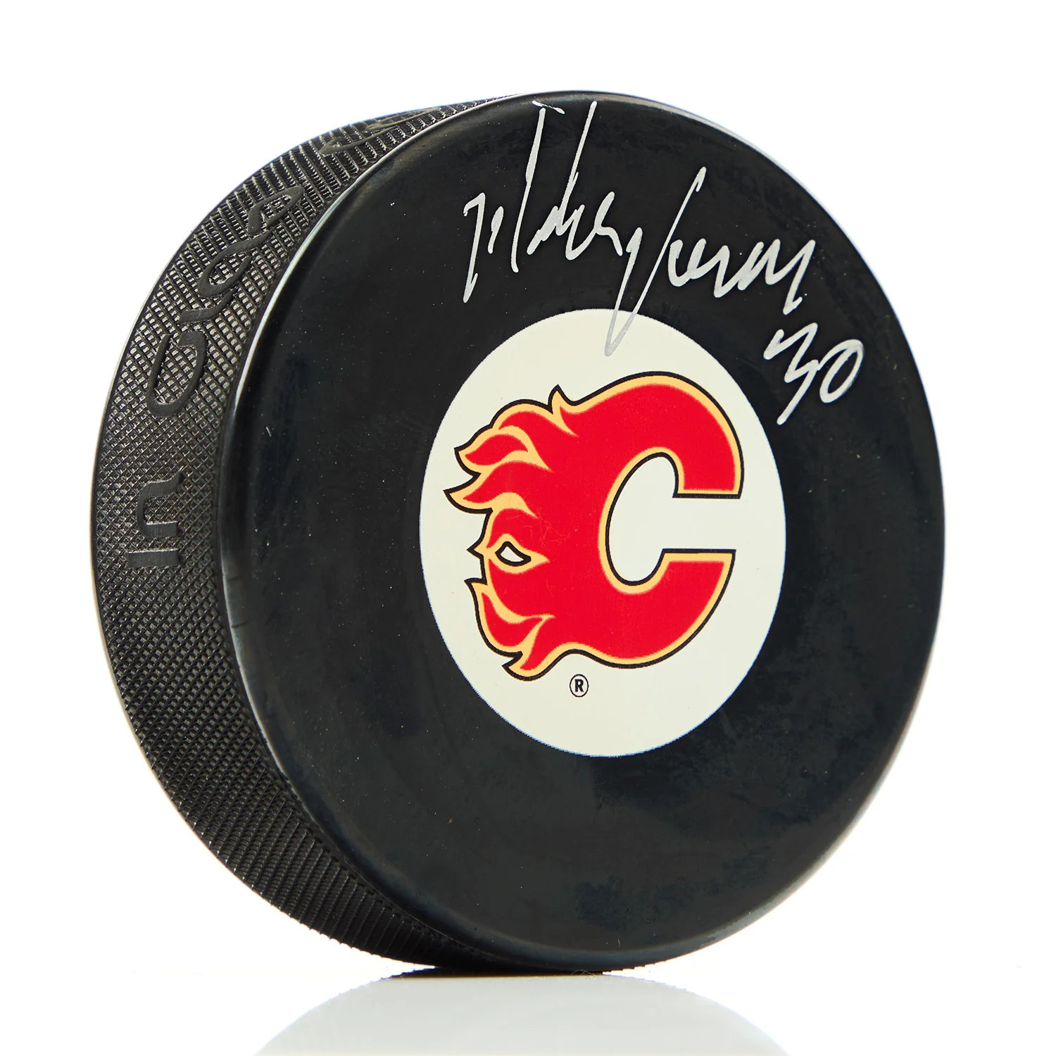 Mike Vernon Calgary Flames Autographed Hockey Puck
