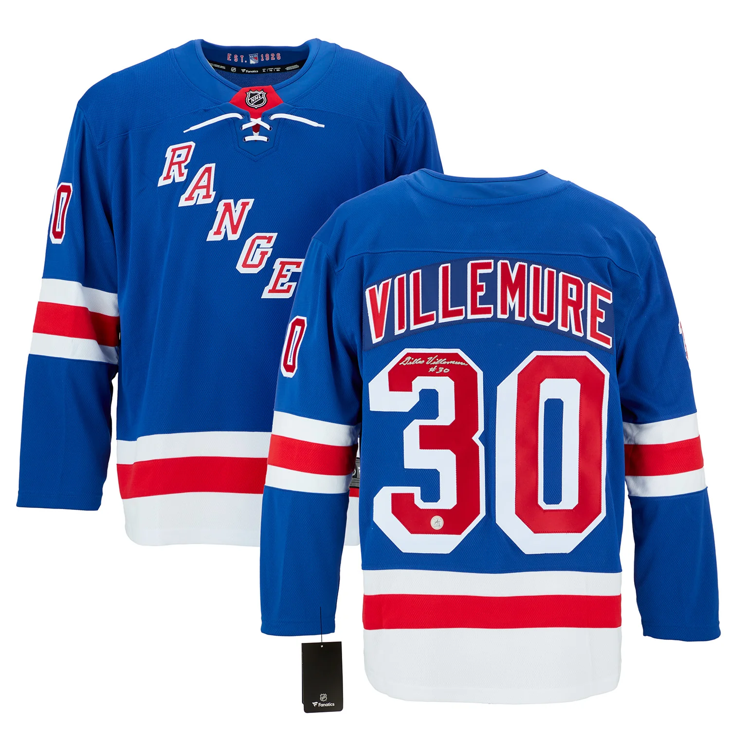 Gilles Villemure Autographed New York Rangers Fanatics Breakaway Jersey - Image 3