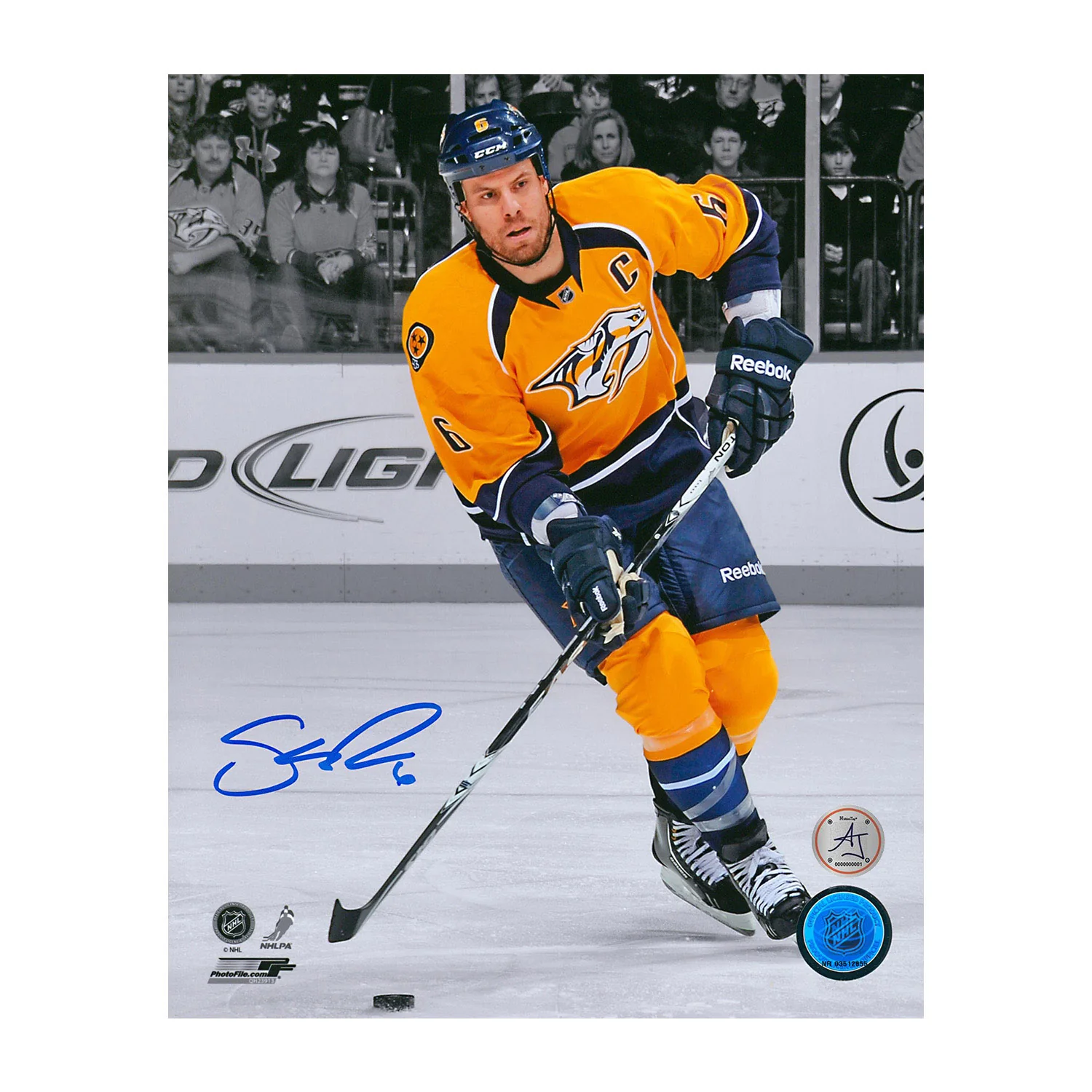 Shea Weber Signed Nashville Predators colour Isolation 8x10 Photo