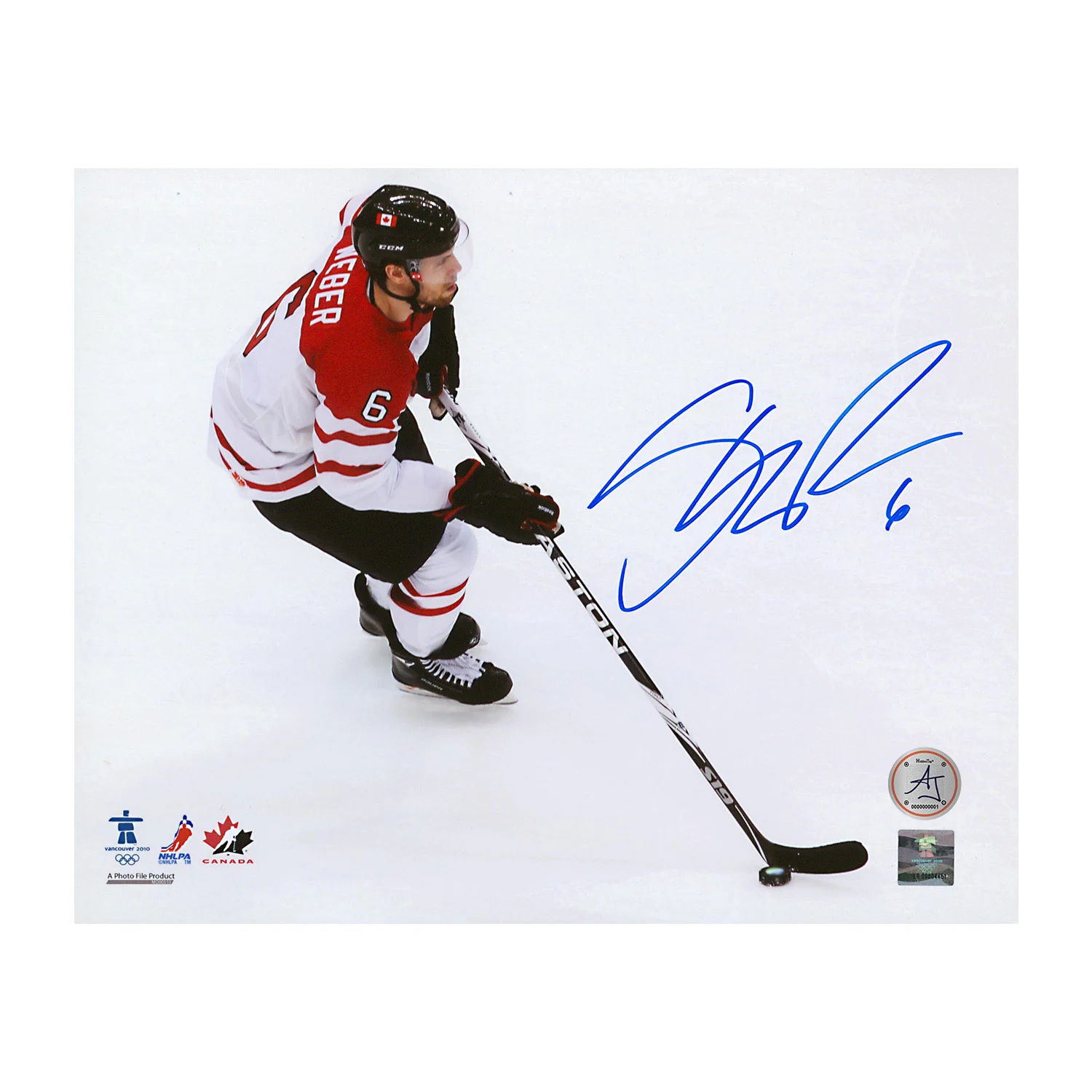 Shea Weber Signed Team Canada Olympic Hockey 8x10 Photo