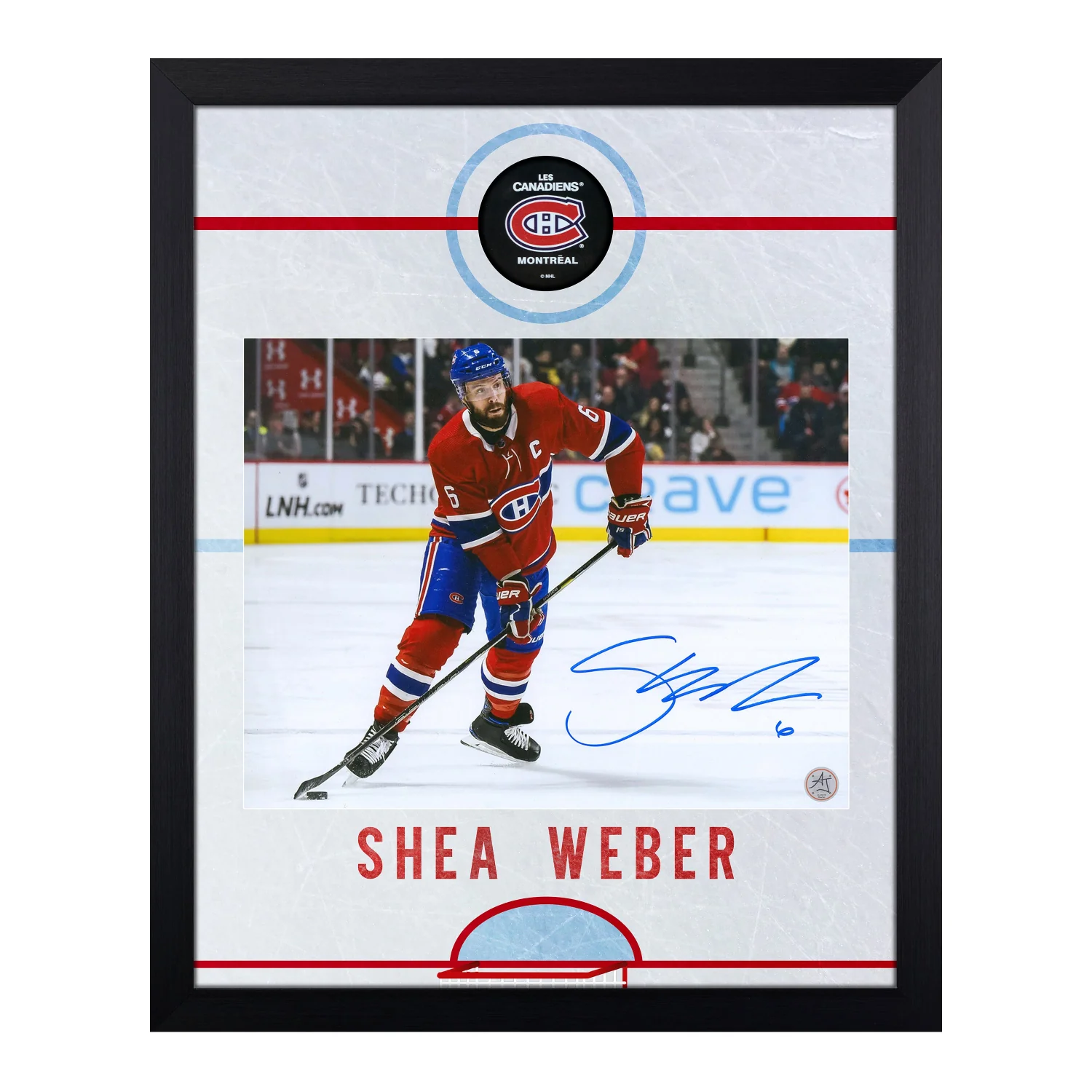 Shea Weber Signed Montreal Canadiens Graphic Rink 19x23 Frame