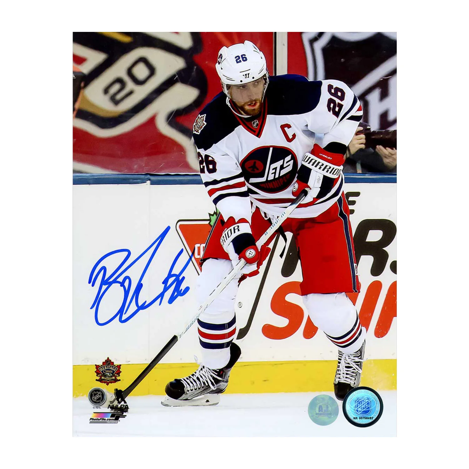 Blake Wheeler Autographed Winnipeg Jets Puck Rush 8x10 Photo