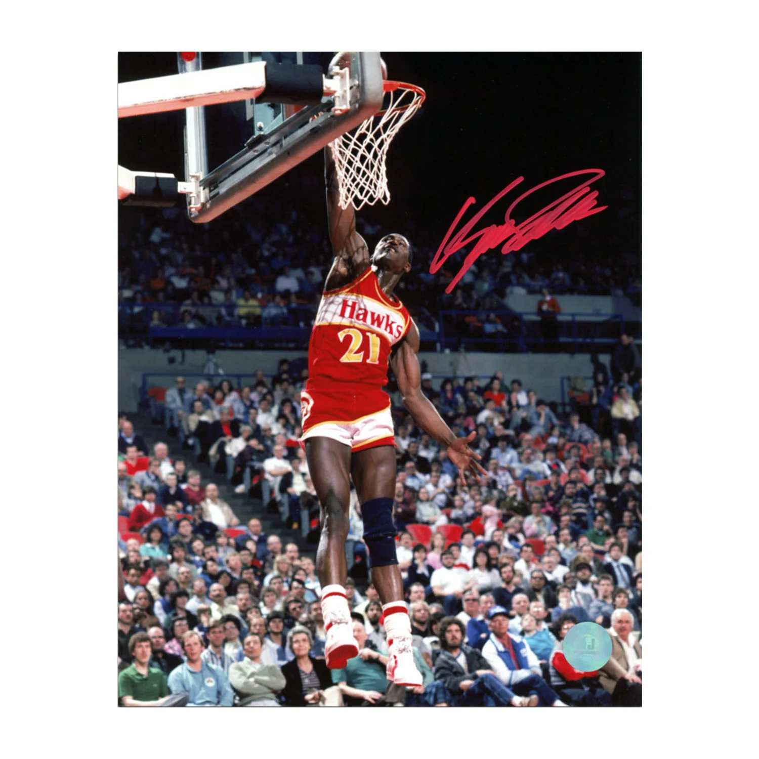 Dominique Wilkins Autographed Atlanta Hawks Basketball 8x10 Photo