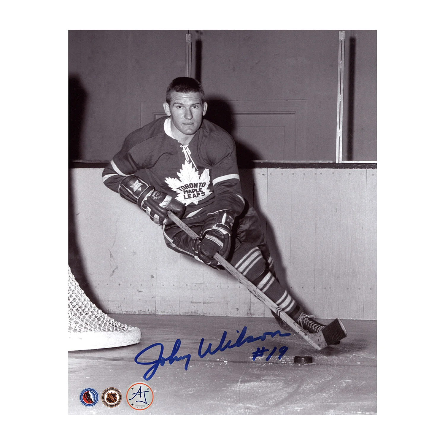 Johnny Wilson Autographed Toronto Maple Leafs Black and White 8x10 Photo