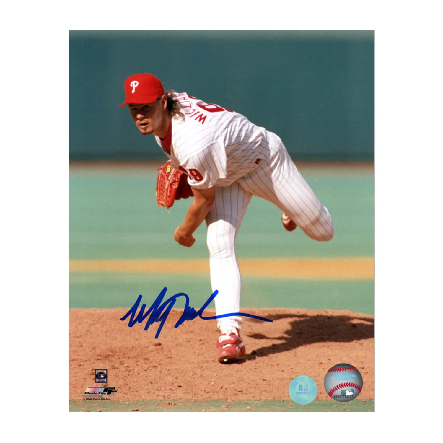 Mitch Williams Autographed Philadelphia Phillies Pitching 8x10 Photo