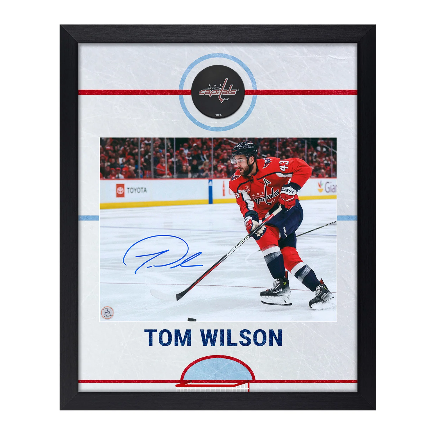 Tom Wilson Autographed Washington Capitals Graphic Rink 19x23 Frame