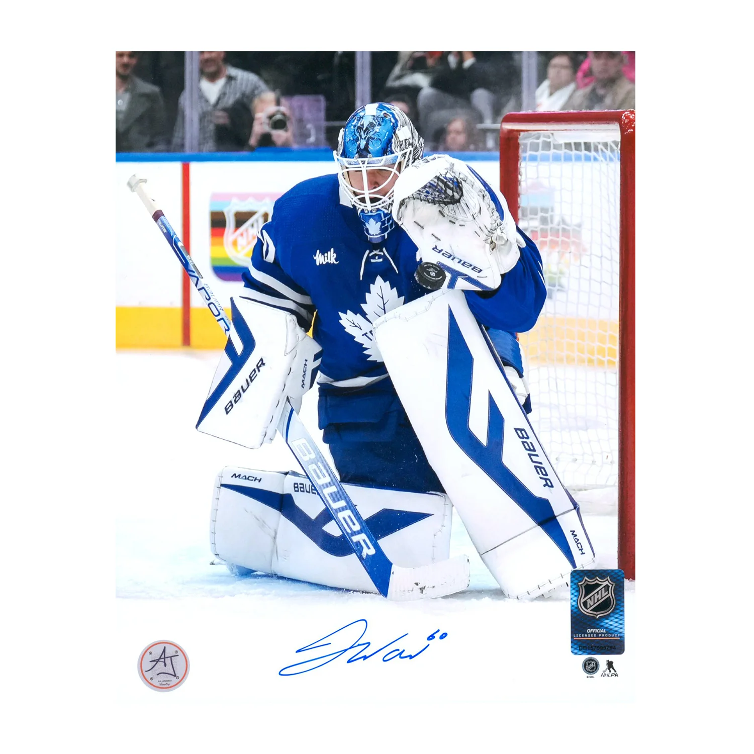 Joseph Woll Autographed Toronto Maple Leafs Glove Save 8x10 Photo