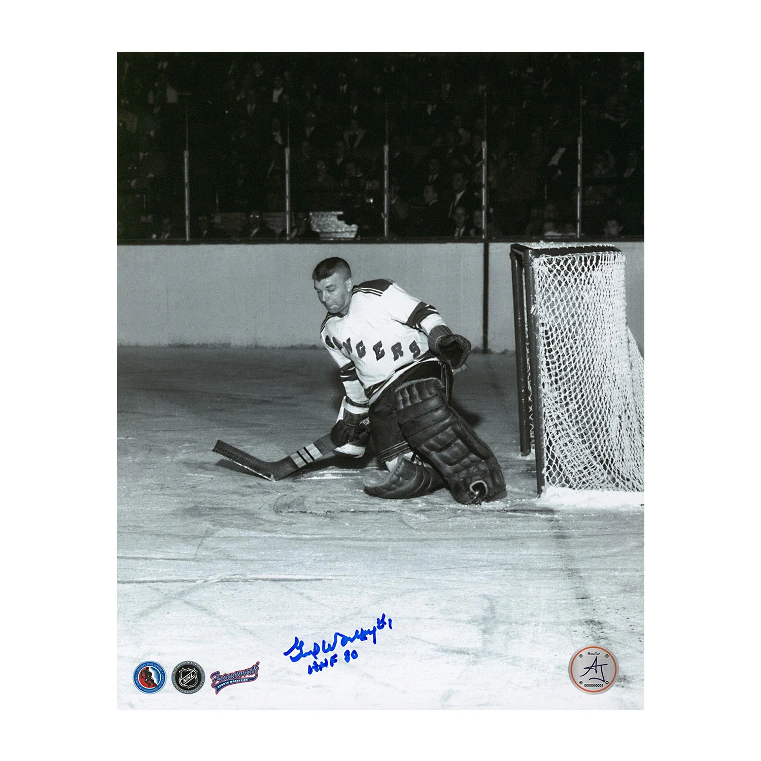 Gump Worsley Autographed New York Rangers Historic Goalie 8x10 Photo