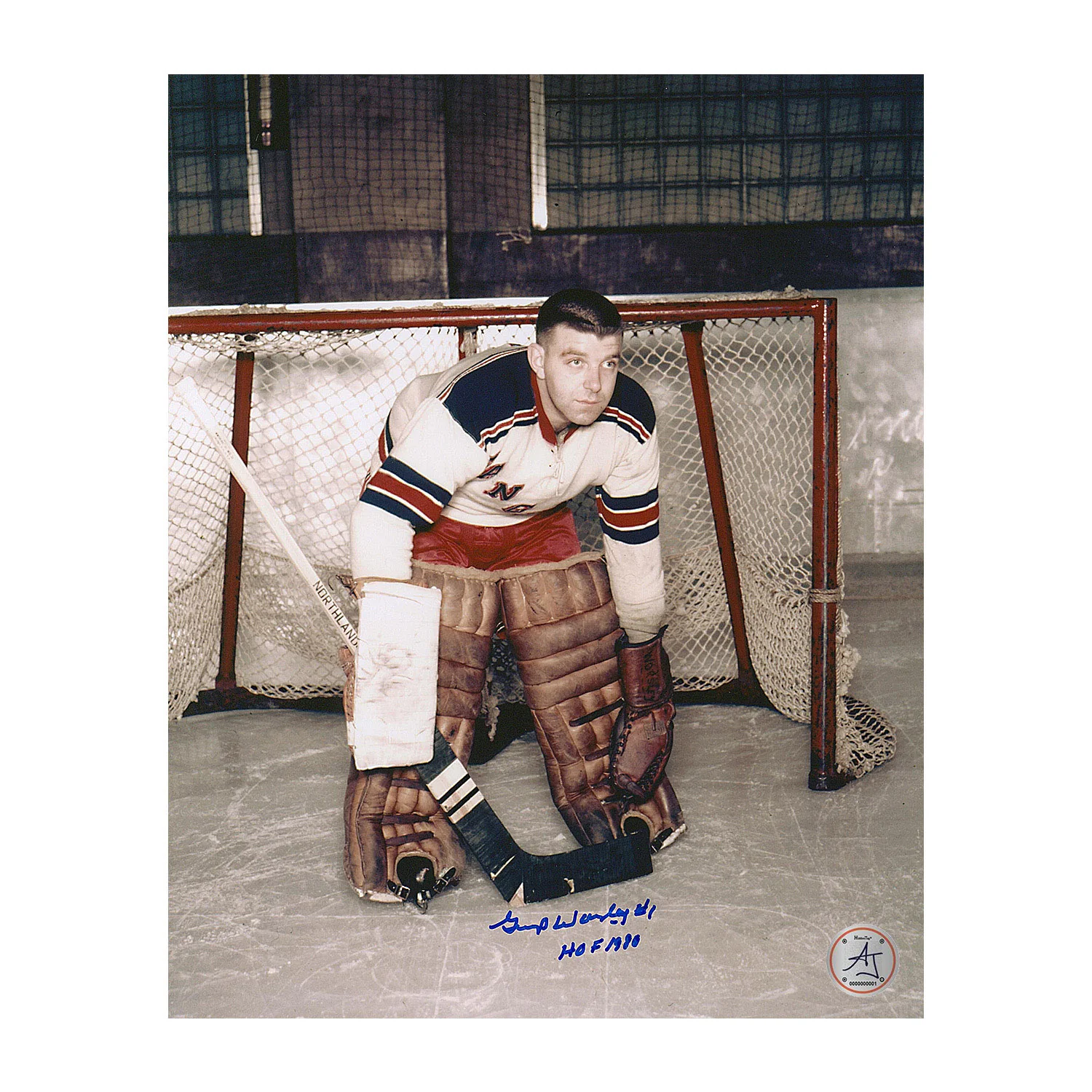 Gump Worsley Autographed New York Rangers Goalie 8x10 Photo