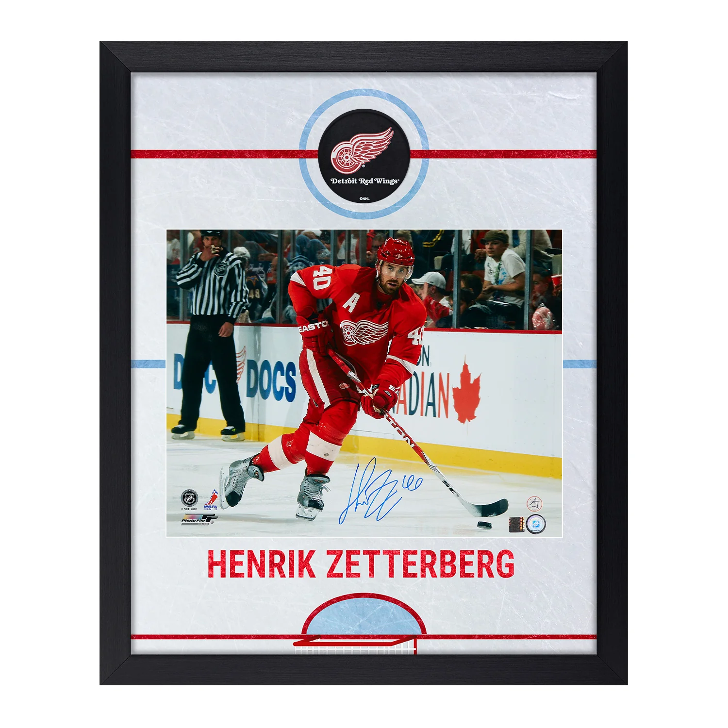 Henrik Zetterberg Autographed Detroit Red Wings Graphic Rink 26x32 Frame