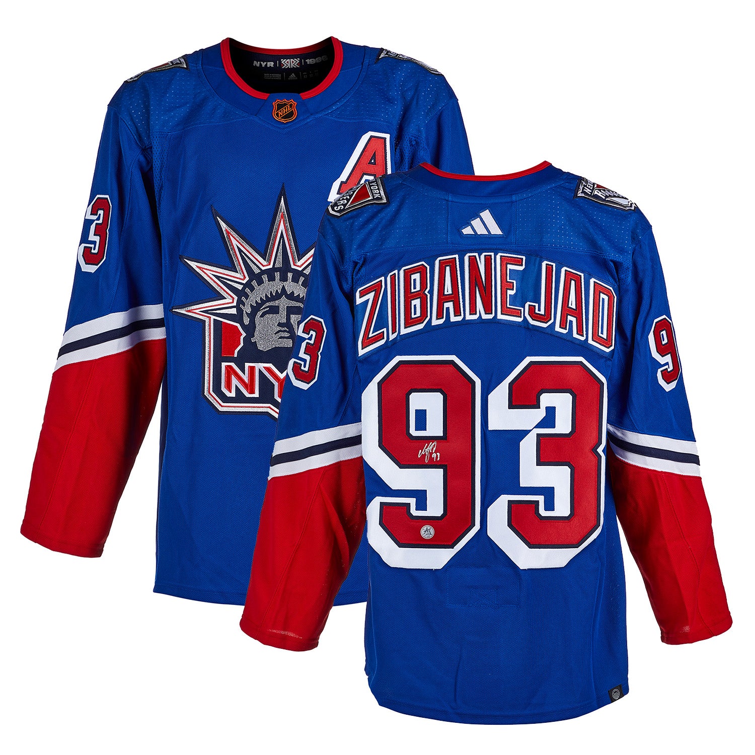 Mika Zibanejad Signed New York Rangers Reverse Retro 2.0 adidas Jersey - Image 3